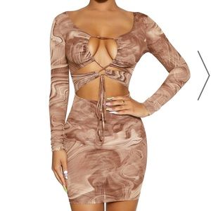 Naked Wardrobe WILD THING MINI DRESS Chocolate Marble
